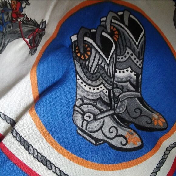 SCARF RODEO RIDER'S 100% COTTON Theme from the past VINTAGE 21" GREAT SHAPE! - Picture 8 of 12